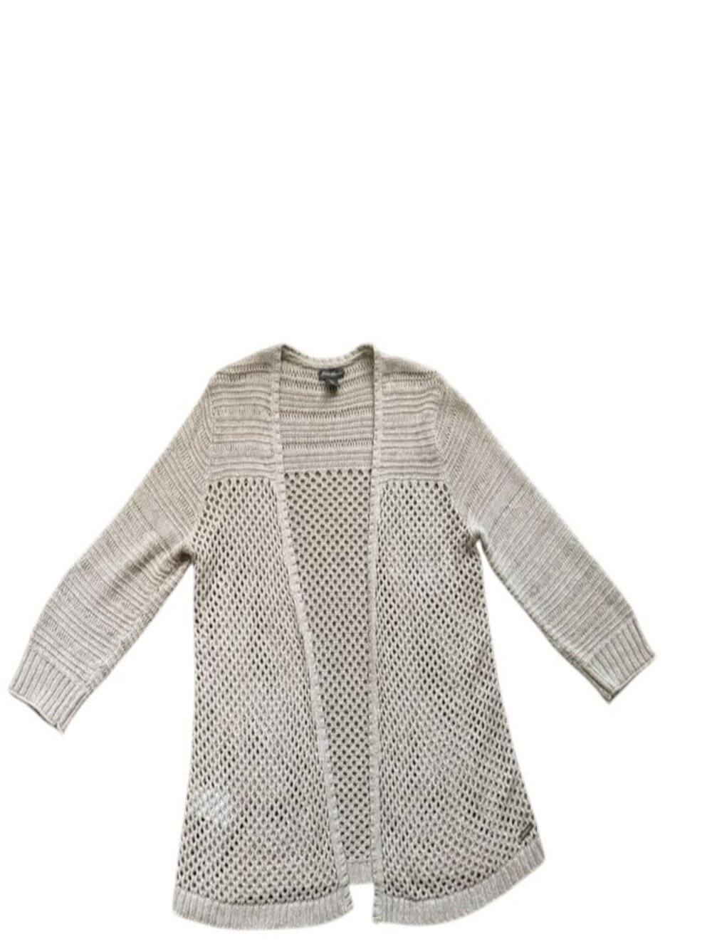 Eddie Bauer Womens S Beige Open Knit Cardigan Sweater Long Sleeve Cozy.